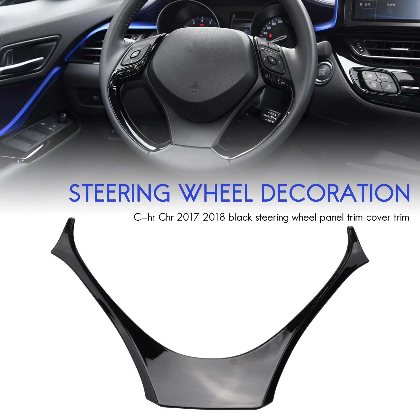 Car Steering Wheel Panel Garnish Cover Trim Accessories For C- 2017 2018 Black