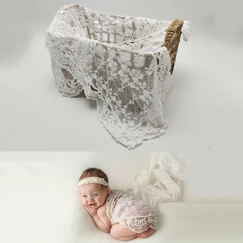 Baby Wraps Newborn Photography Props Soft Swaddling Lace Wrap Blanket Backdrop for Infant Photo Shooting Studio Accessories