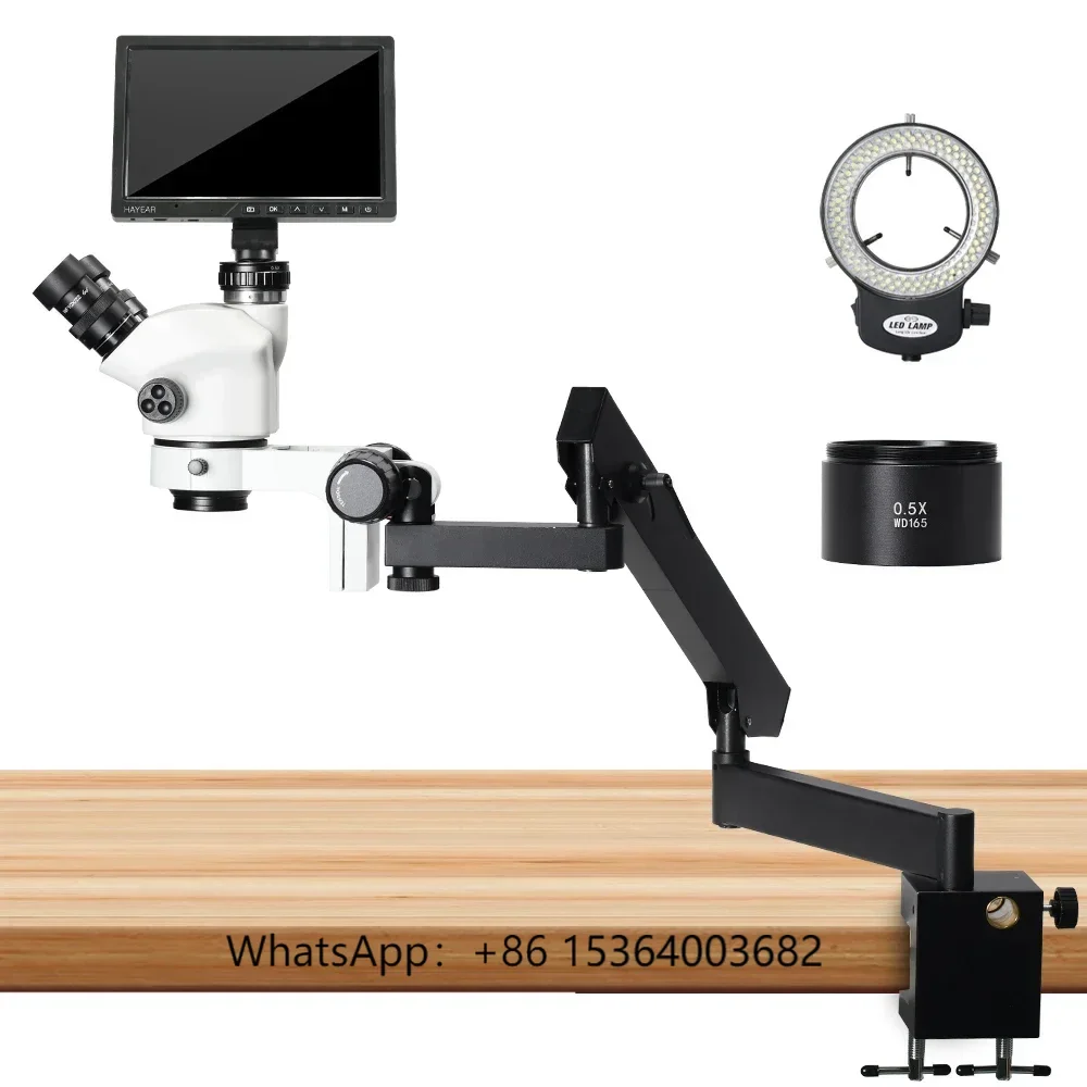 

3.5X-50X Zoom Microscope Articulating Arm Clamp Stand Stereo Trinocular Microscope With10 Inch LCD and LED Light
