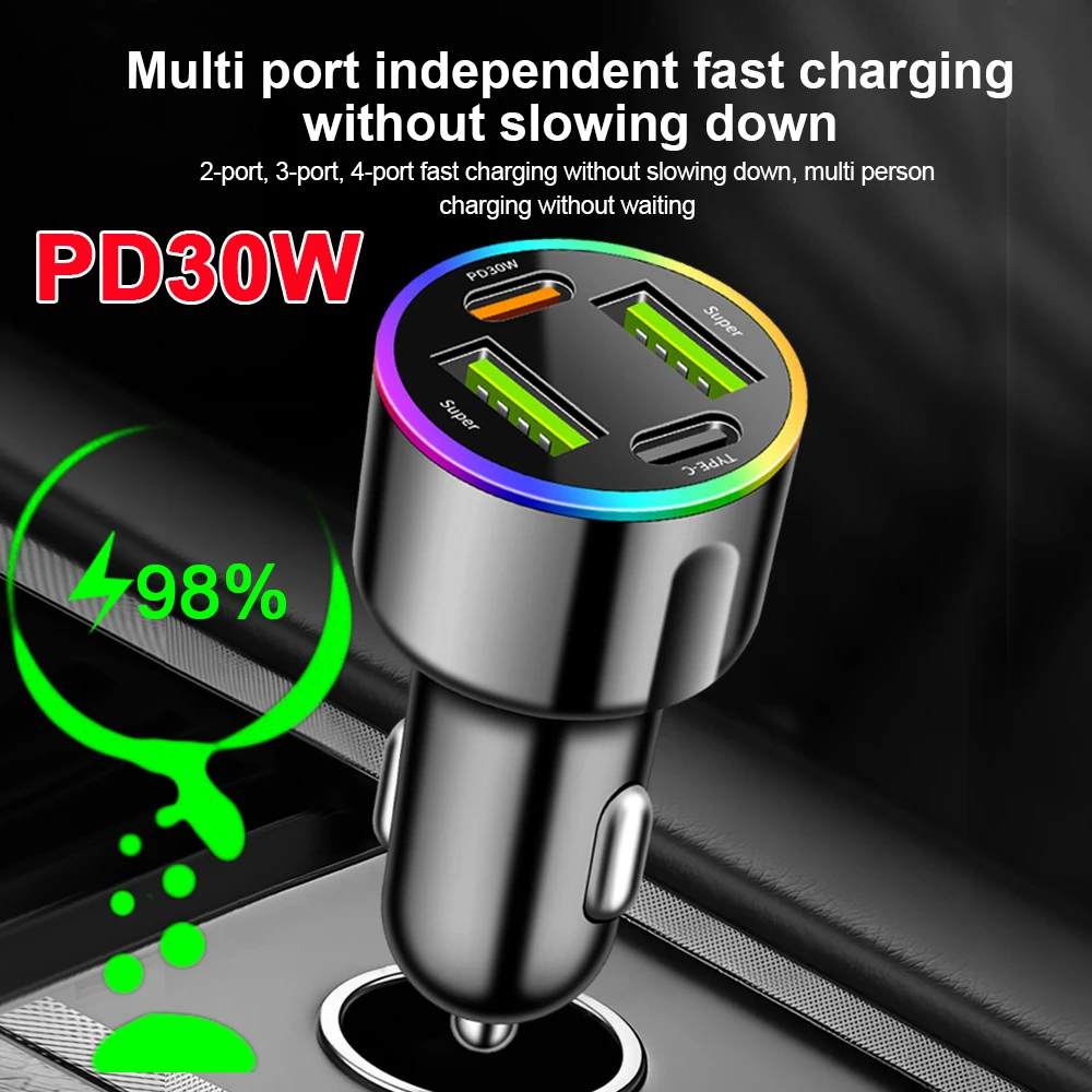 

Автомобильное зарядное устройство 60 Вт, быстрая зарядка PD Type C, USB, автомобильное зарядное устройство для мобильного телефона, адаптер типа C для iPhone Samsung Huawei Xiaomi