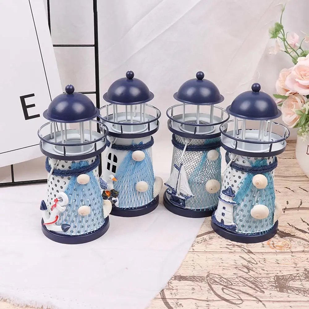 

Creative Metal Wedding Home Decor Lighthouse Table Mediterranean Tower Candle Holder Candlestick Candle Stand