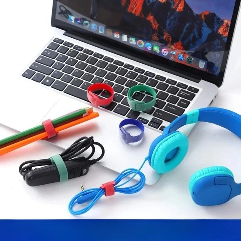 25/50 pieces of Velcro fasteners, cable organizer, wire ties, self-adhesive Velcro storage strips, wire storage