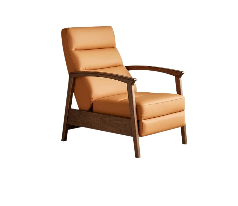 

LMM sofa chair adjustable multi-functional solid wood living room leisure chair with foot rest