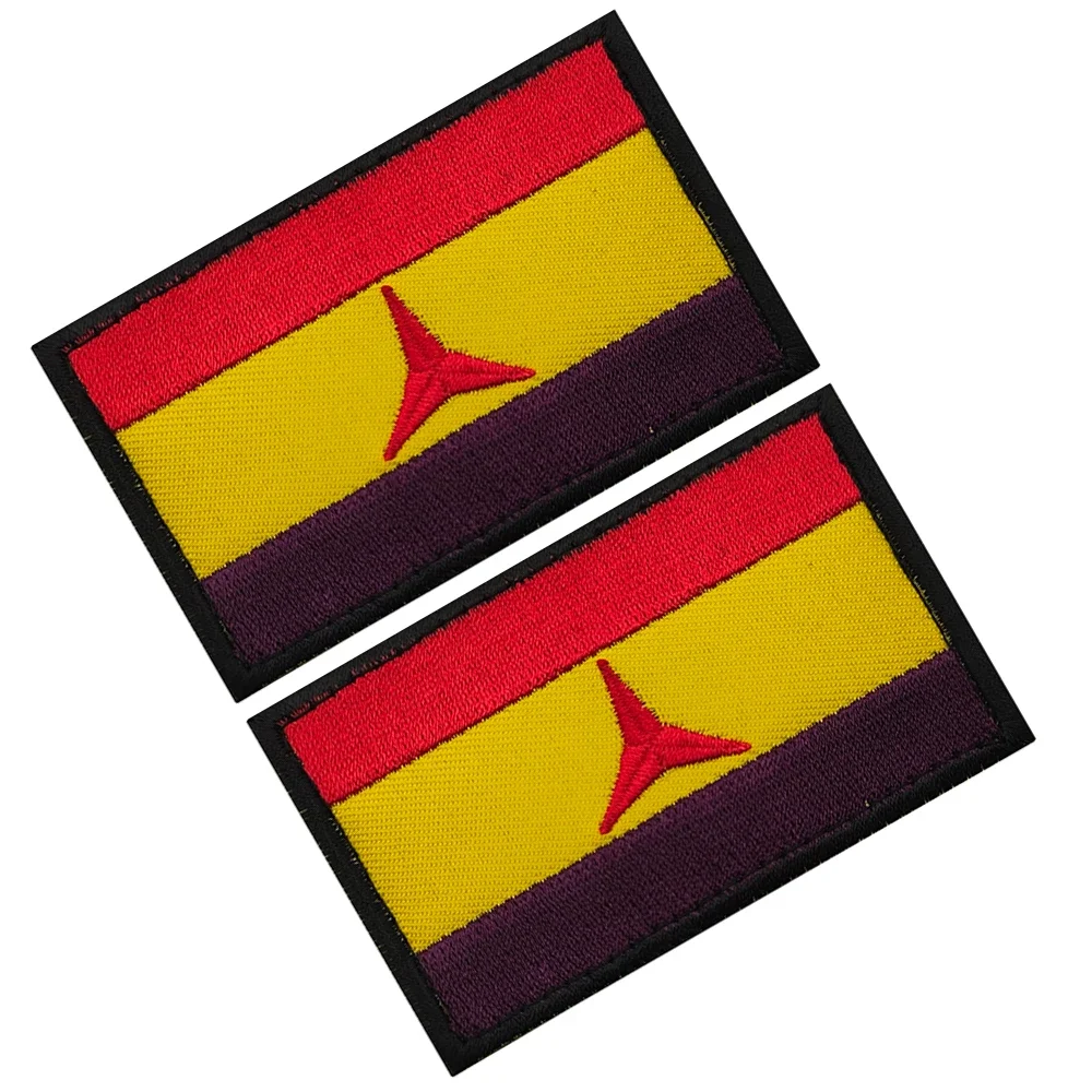 XI International Brigade AZ Flag Embroidery Spainsh Republic Flag Patch Sew-on Military Shirt Coat Patch Label For Bag Applique