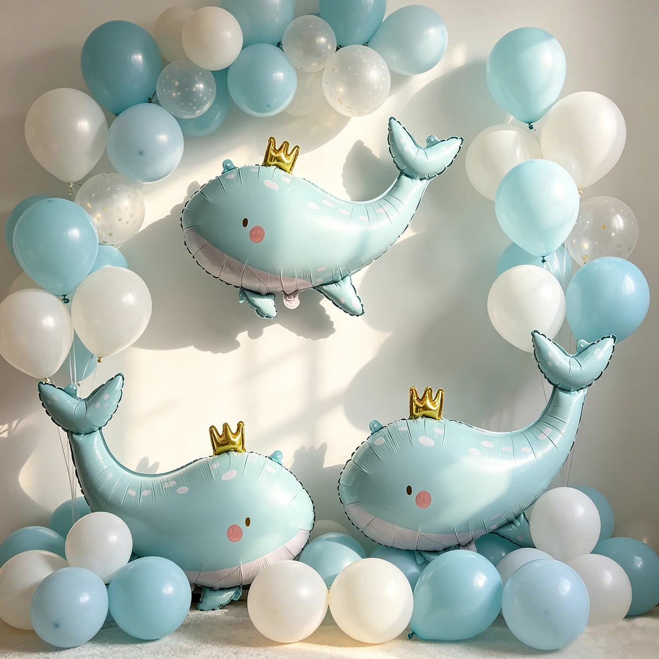 Crown Whale Foil Balloon Ocean Themed Party Ocean Adventure Birthday Animal Themed Baby Shower Children's Room Backdrop