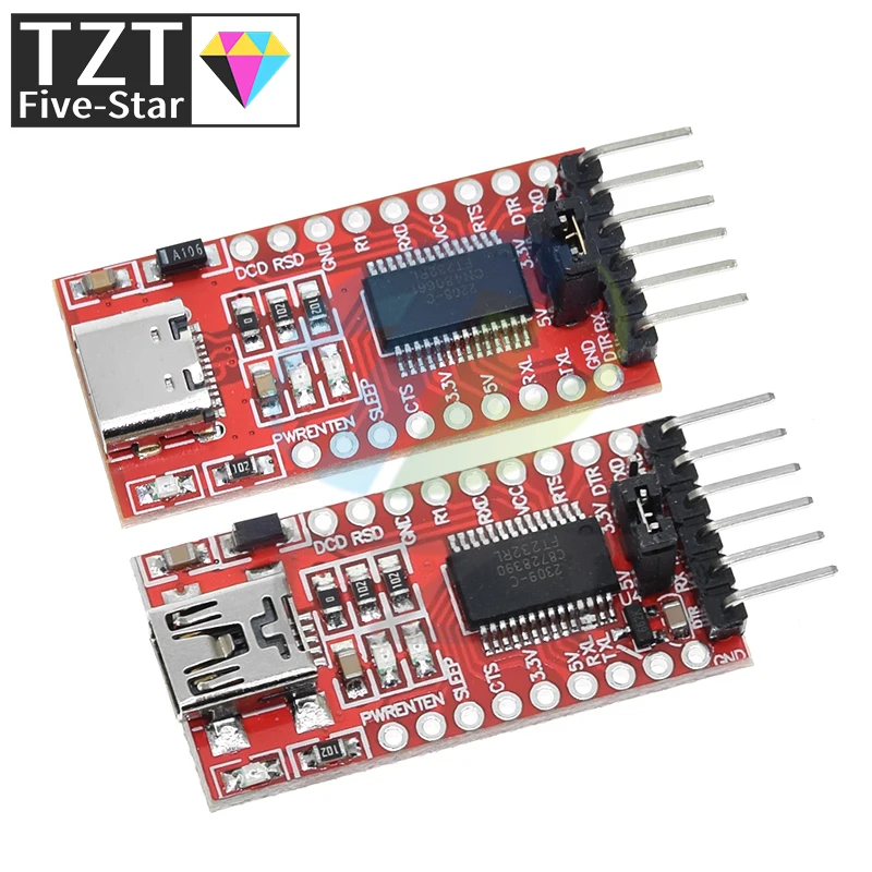 TZT FT232RL FTDI USB 3.3 فولت 5.5 فولت إلى TTL وحدة مهايئ مسلسل لاردوينو FT232 برو USB صغير إلى TTL 232