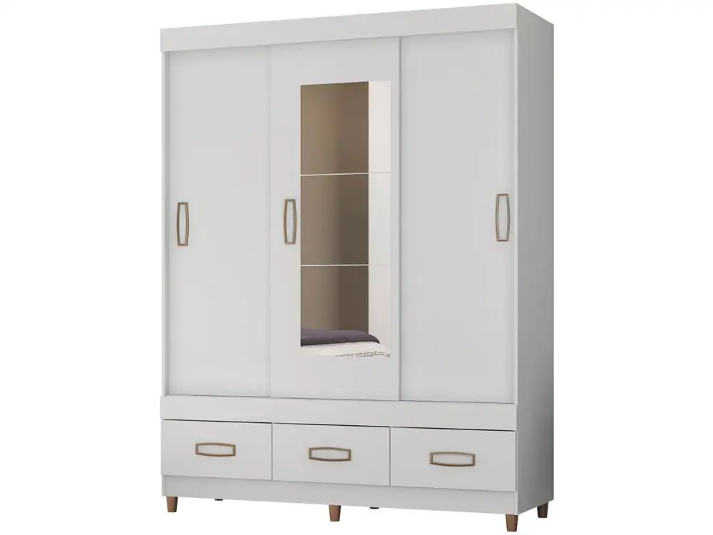 Wardrobe Couple with Mirror 3 Sliding Doors 3 Drawers Araplac E20033