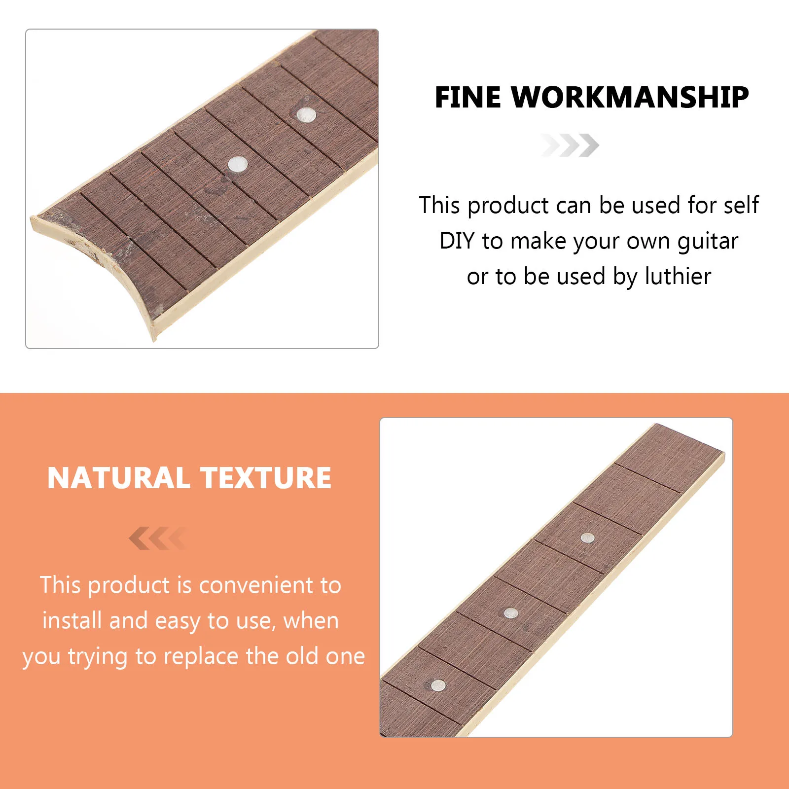 

1Pcs Folk Guitar Fingerboard Wooden Guitar Finger Plate Light Brown Durable DIY Musical Instrument Accessory Wood Finger Plate