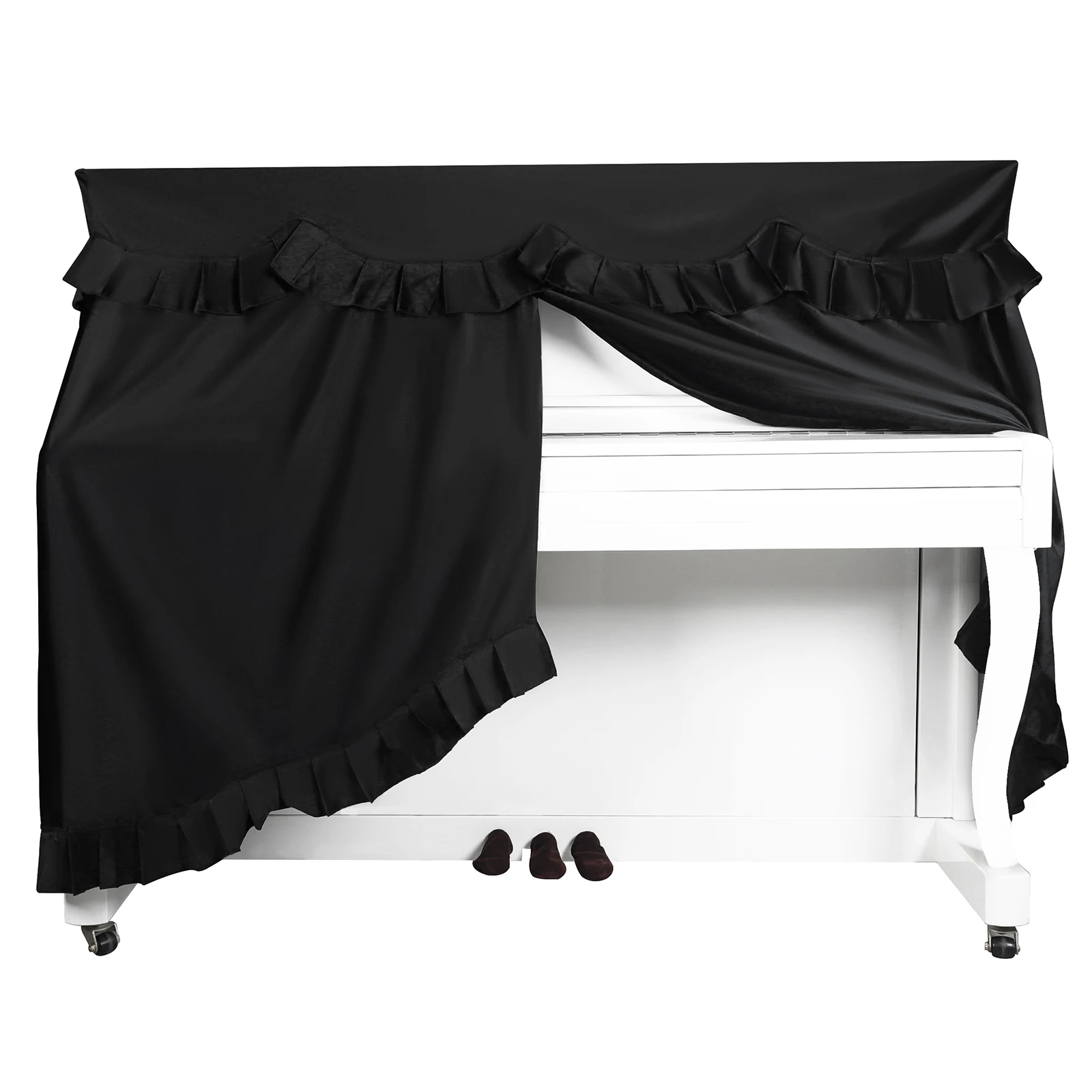 88-Key Upright Piano Cover Full Wrap Dust-Proof & Scratch-Resistant Elegant Ruffle Trim Back Fully Enclosed with Carry Bag
