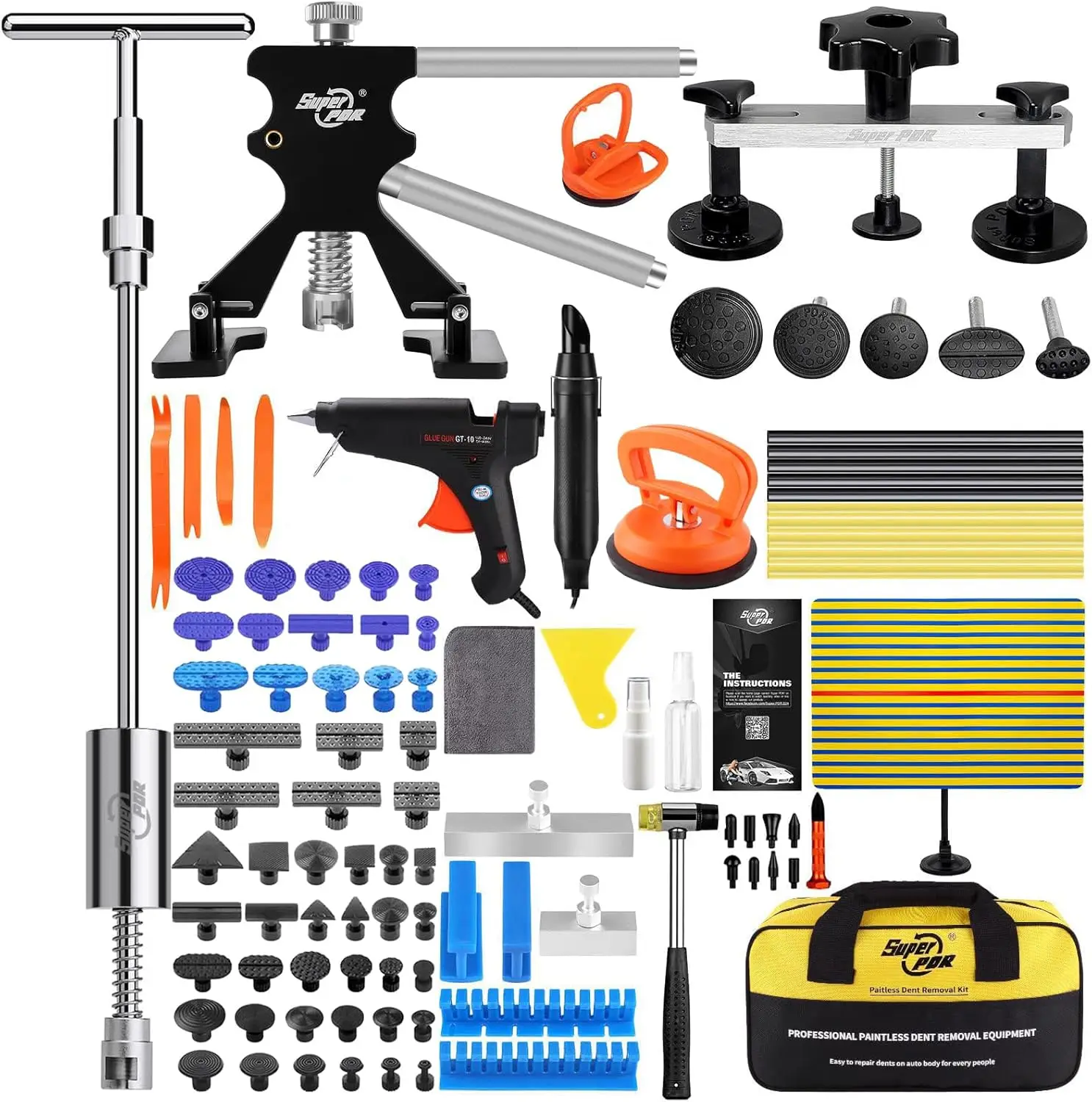 

Professional Car Dent Repair Kit with Lifter, Bridge Puller, Slide Hammer for Paintless Body Fix