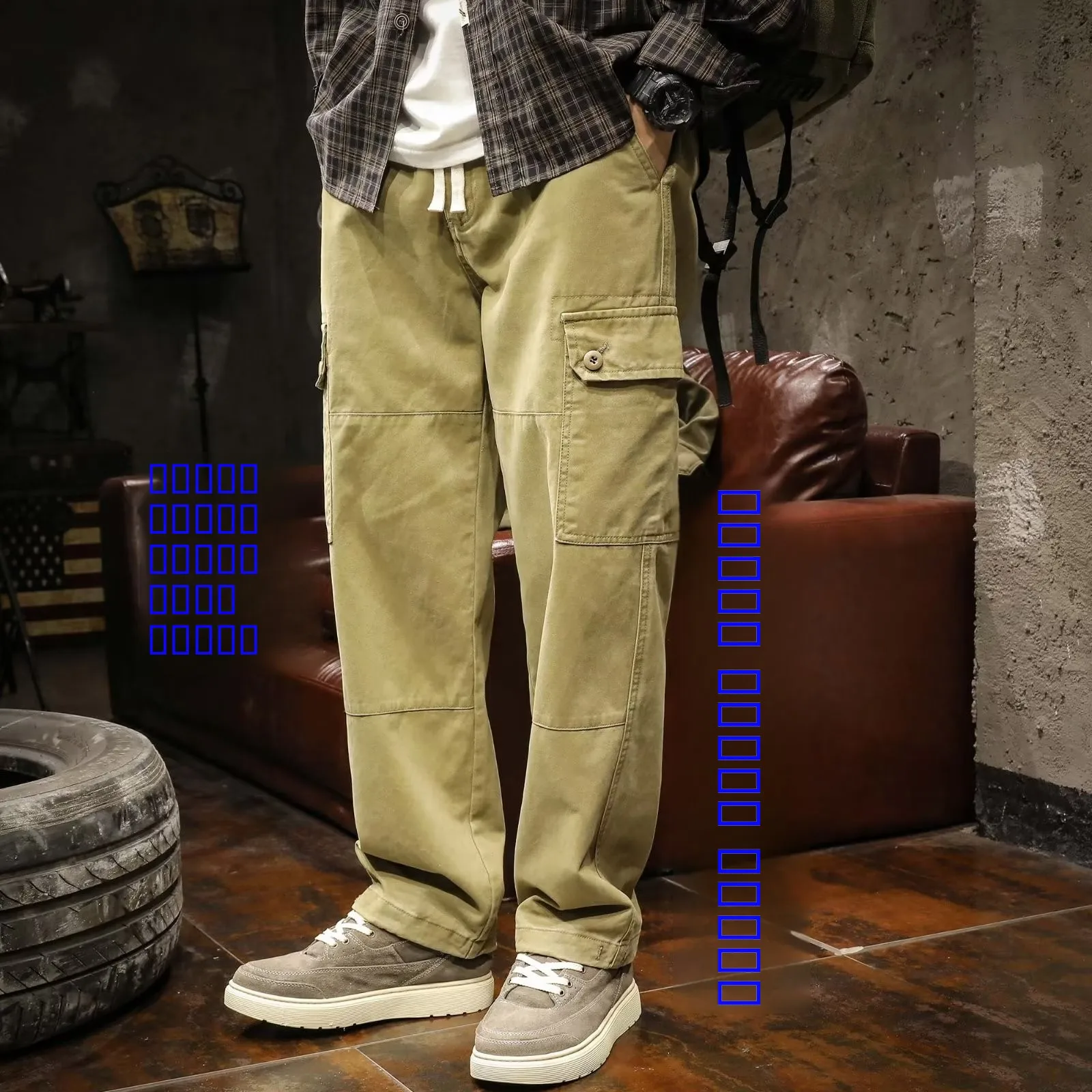 

Heavy Du Cotton Work Trousers Men's Loose Casual Straight Leg Work Pants Retro American Sle Youthful Energy Spring Autumn