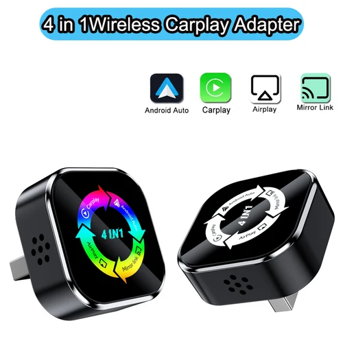 Imagen 1 del producto Adaptador Carplay inalámbrico Bluetooth 4 en 1, conexión automática Android, pantalla Airplay Mirror Link Plug and Play para Apple y Android