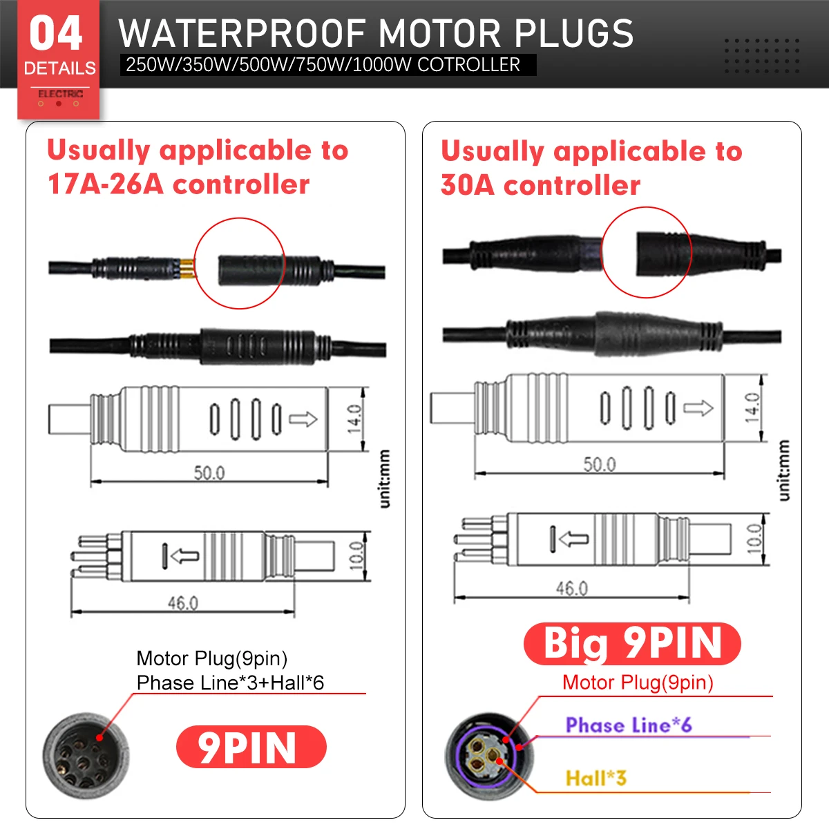 دراجة كهربائية KT تحكم 36 فولت/48 فولت 14A 16A 26A 30A 35A مقاوم للماء فرش 250 واط-1000 واط Ebike الملحقات مع وظيفة الضوء #5