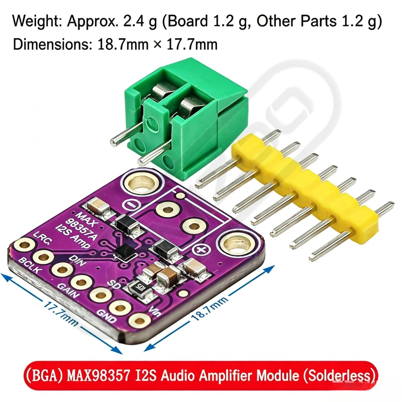 MAX98357 I2S Audio-Verstärkermodul Filterfreie Klasse-D-Verstärkung Unterstützt ESP32 Raspberry Pi – Detail 3