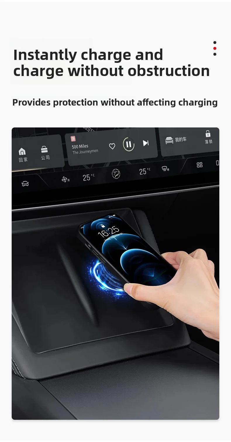 Für Tesla Model Y Juniper/Launch Model3 2024 2025 2026 Anti-Rutsch-Pad Kabelloses Ladepad Auto-Telefonhalterung Rutschfeste Matte Schutzmatte – Detail 1