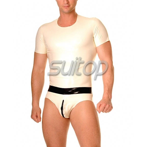 

white 100% nature rubber latex clothes top T-shirts for man