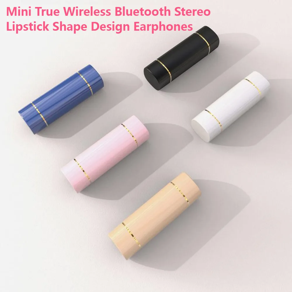 

Mini True Wireless Bluetooth Stereo Lipstick Shape Design Earphones Noise Cancelling Listening Music Sport Earbuds For Girl Gift