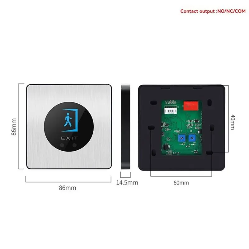 B63B-Access Control Switch 12/24V No Touch Exit Door Button Infrared Sensor 86-Type Panel Button