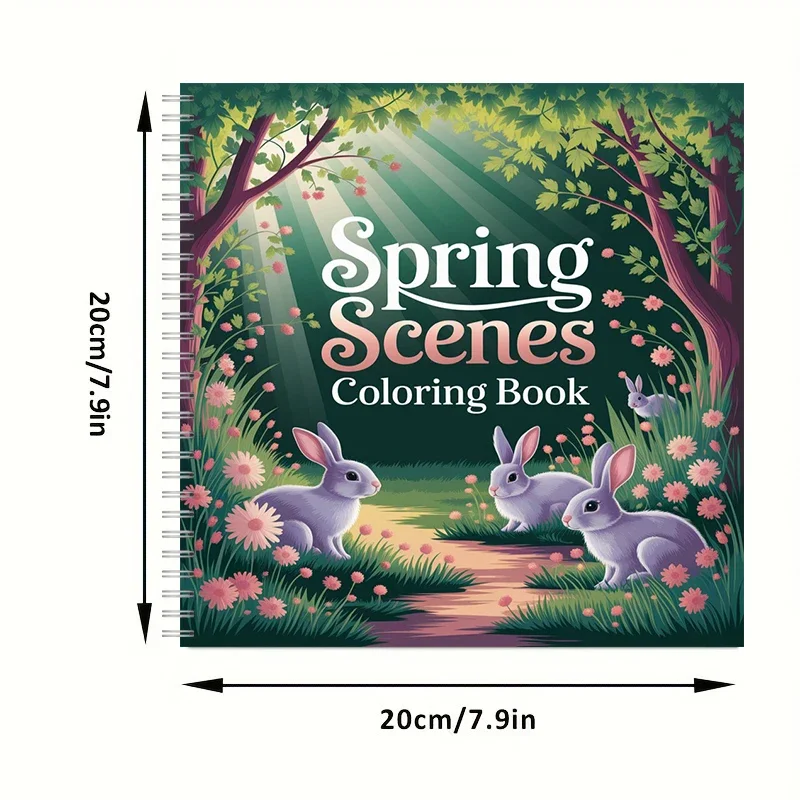 Coloring Book Spring Scenes for Adult Colouring Book, Birthday Day Gift, Back to School Supplies, Adults Cute Drawing Book