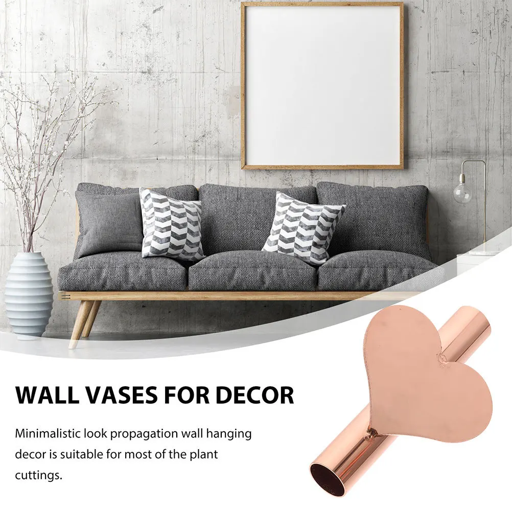 

2Pcs Wall Mount Vase Iron Flower Holder Heart Shape Wall Decor Romantic Home Garden Hanging Planter Flower Display Tube