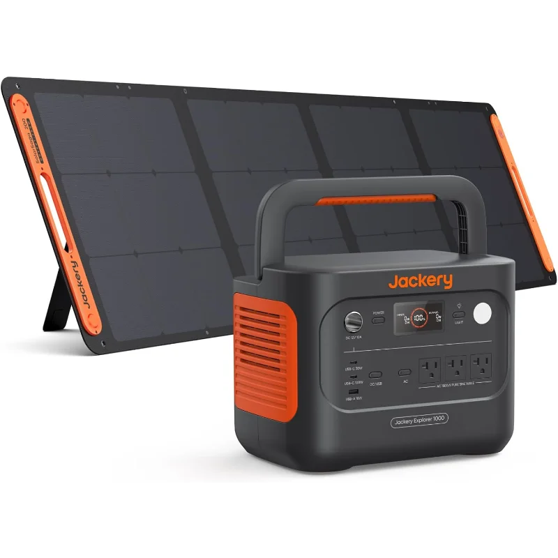 

Солнечный генератор Jackery 1000 v2 с солнечной панелью 200 Вт, портативная электростанция LiFePO4 емкостью 1070 Втч, выход USB-C 1500 Вт переменного тока/100 Вт