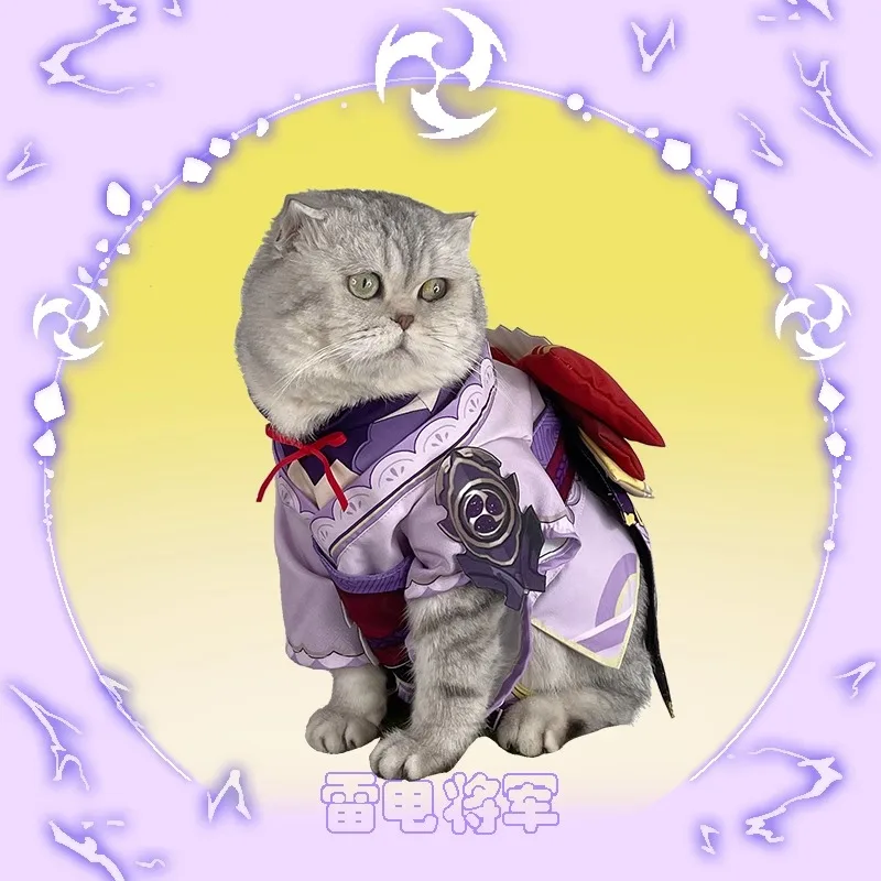 Game Impact Raiden Shogun Couture Chiffon Pet Clothes COS Pet Clothes Cat Dog Dress up Photograph Costumes With Eye of God