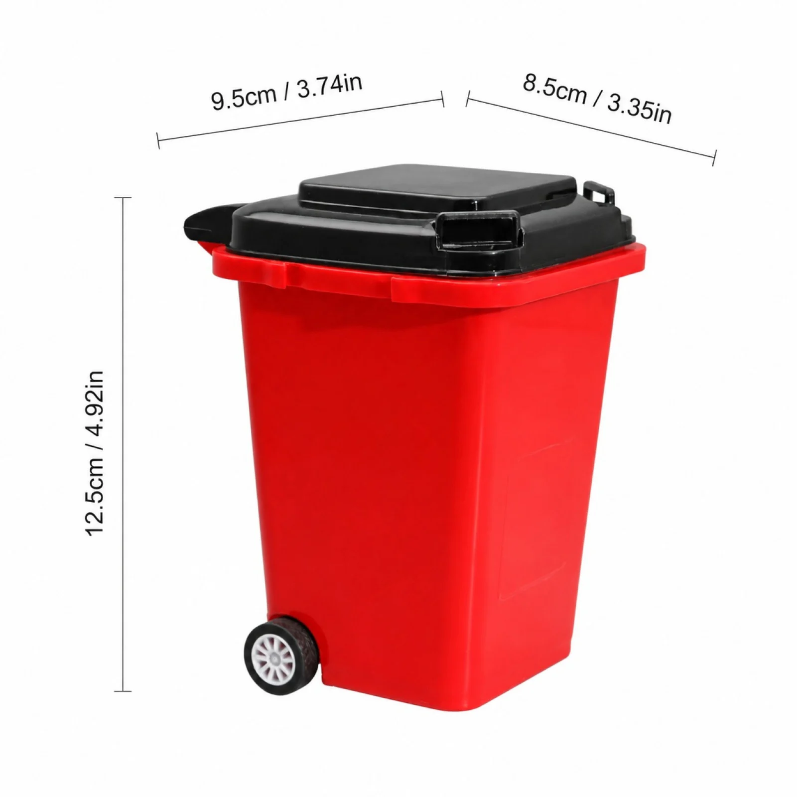 Funny Rolling Wheel Desktop Trash Can Mini Wheely Waste Bin Desktop Can with Wheels Fun Wastebasket Tabletop Garbage Bucket