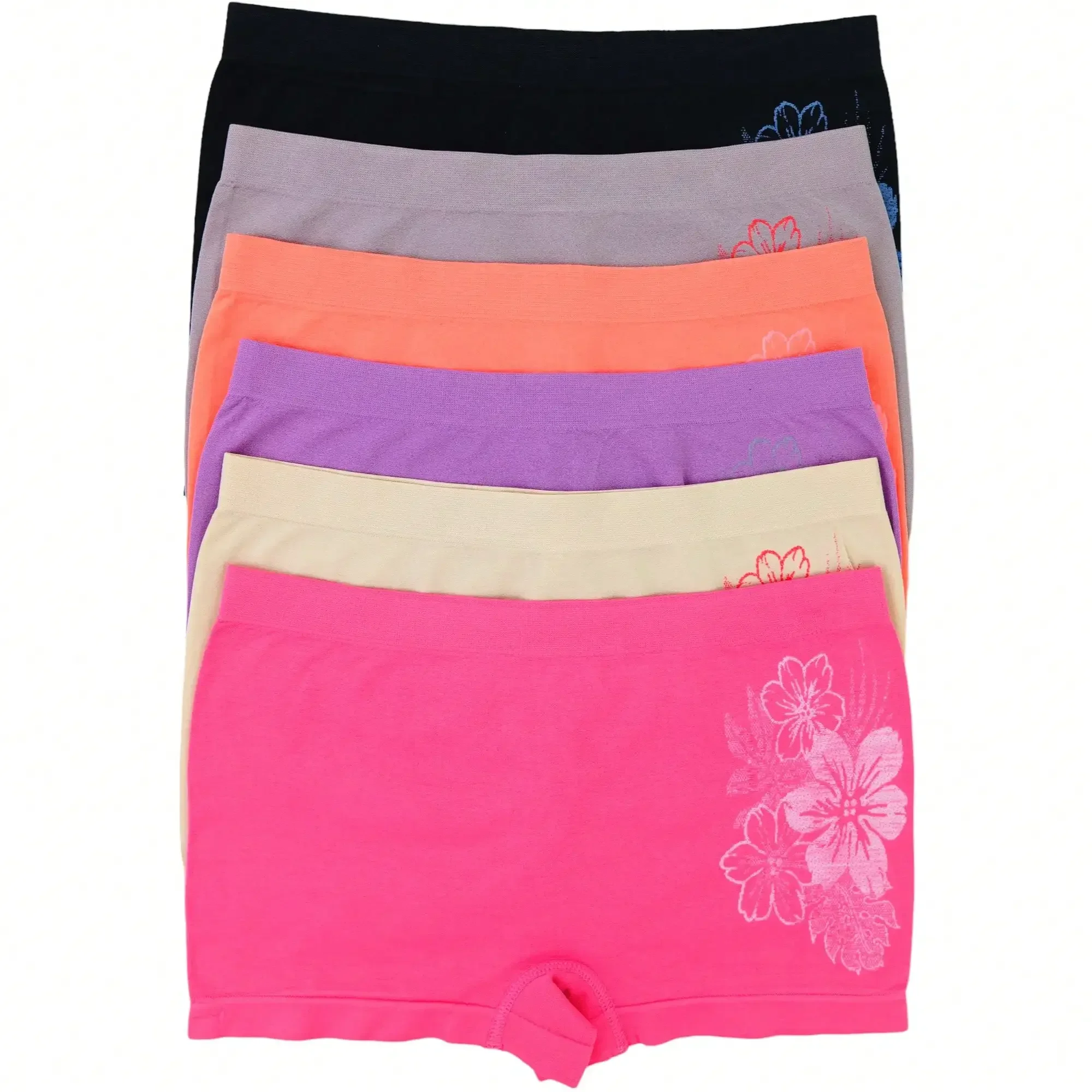 

Женские трусики-шортики с цветочным принтом, 6 штук в упаковке