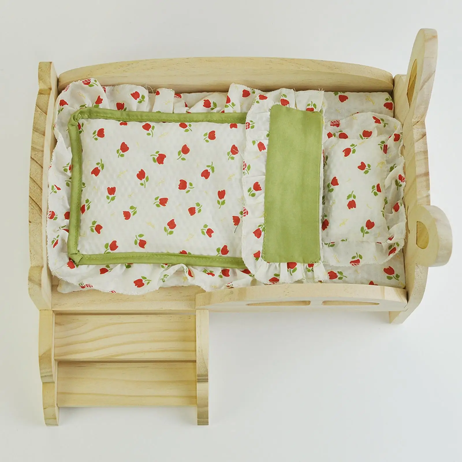 

Simulation Doll Miniature Bed with Stairs 1/6 Dolls Accessory Wooden Furniture