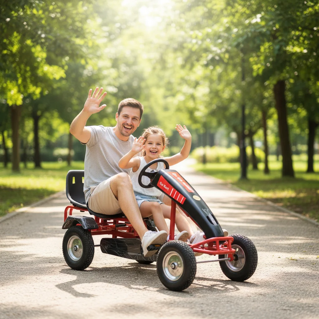 Double Rider Outdoor Tandem Pedal Go-Kart With Zero Operating Cost High Capacity Profit Maximizing Features