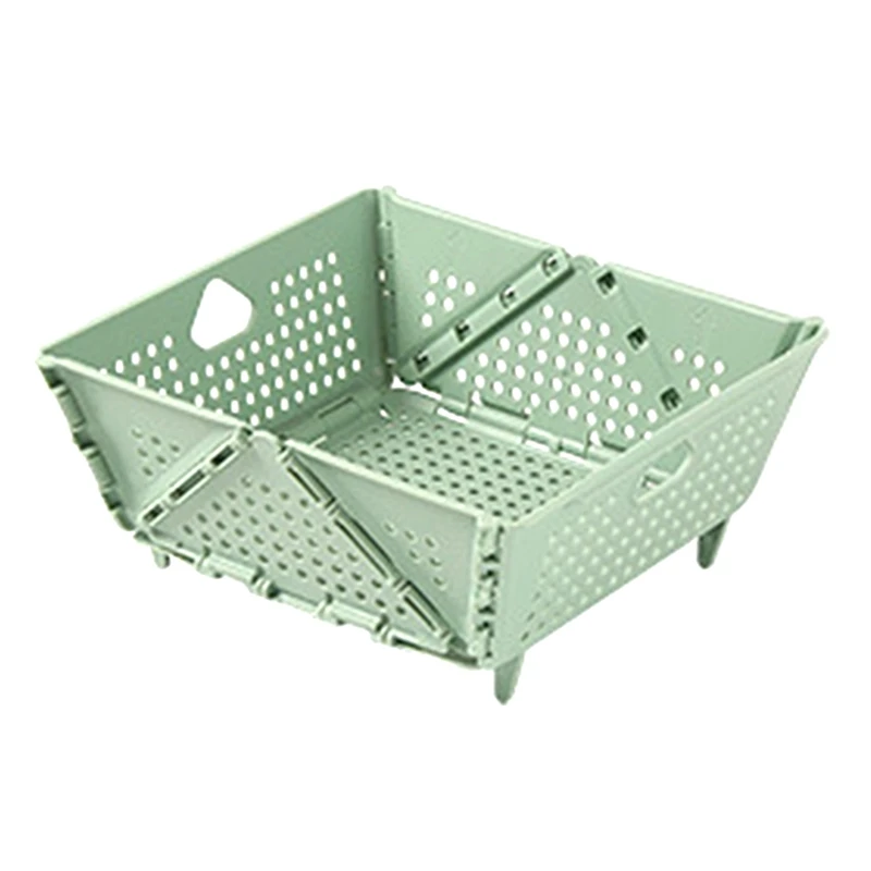 Plastic Collapsible Colander - Foldable Drain Basket With Resting Feet - Kitchen Food Strainer - Space-Saving