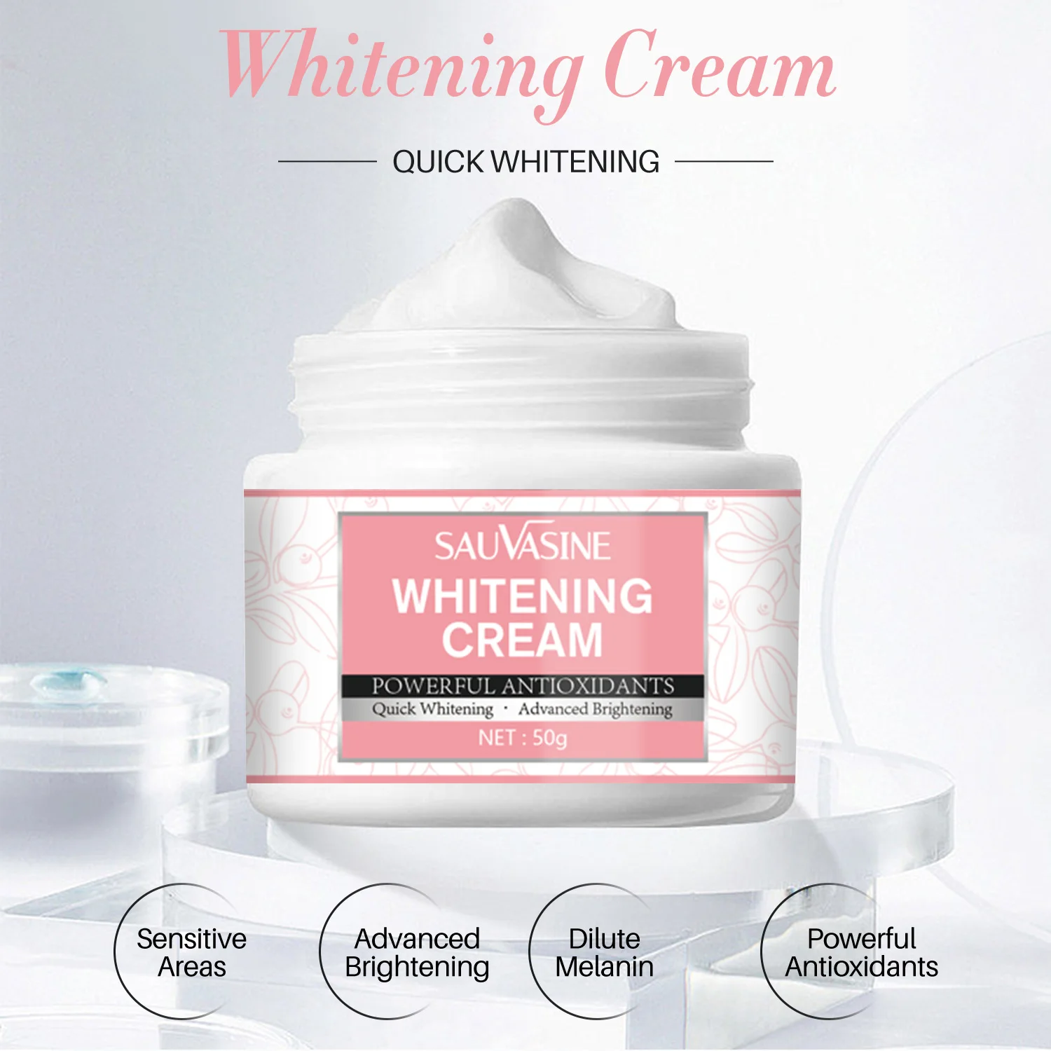 Whitening Cream Powerful Antioxidants, Advanced Brightening & Dilute Melanin, for Face & Body, 50g