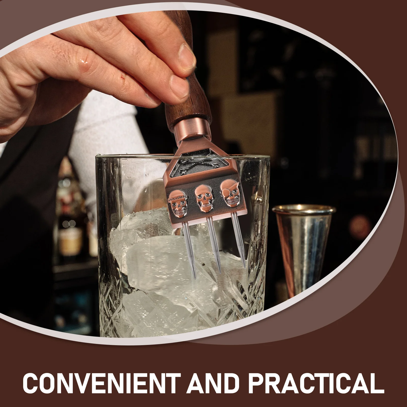 

Ice Breaker Kitchen Tool Wooden Handle Picks Household Small Hammer Crushers with Grinding Stainless Steel