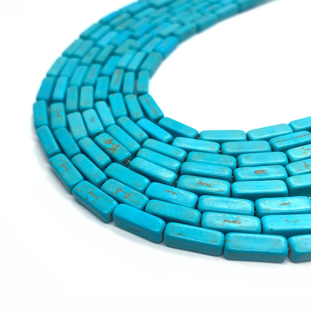 Natural Stone Blue Pine Stone Rectangle Loose Beads Fashion Necklace Bracelet Accessories Suitable for DIY Jewelry Making