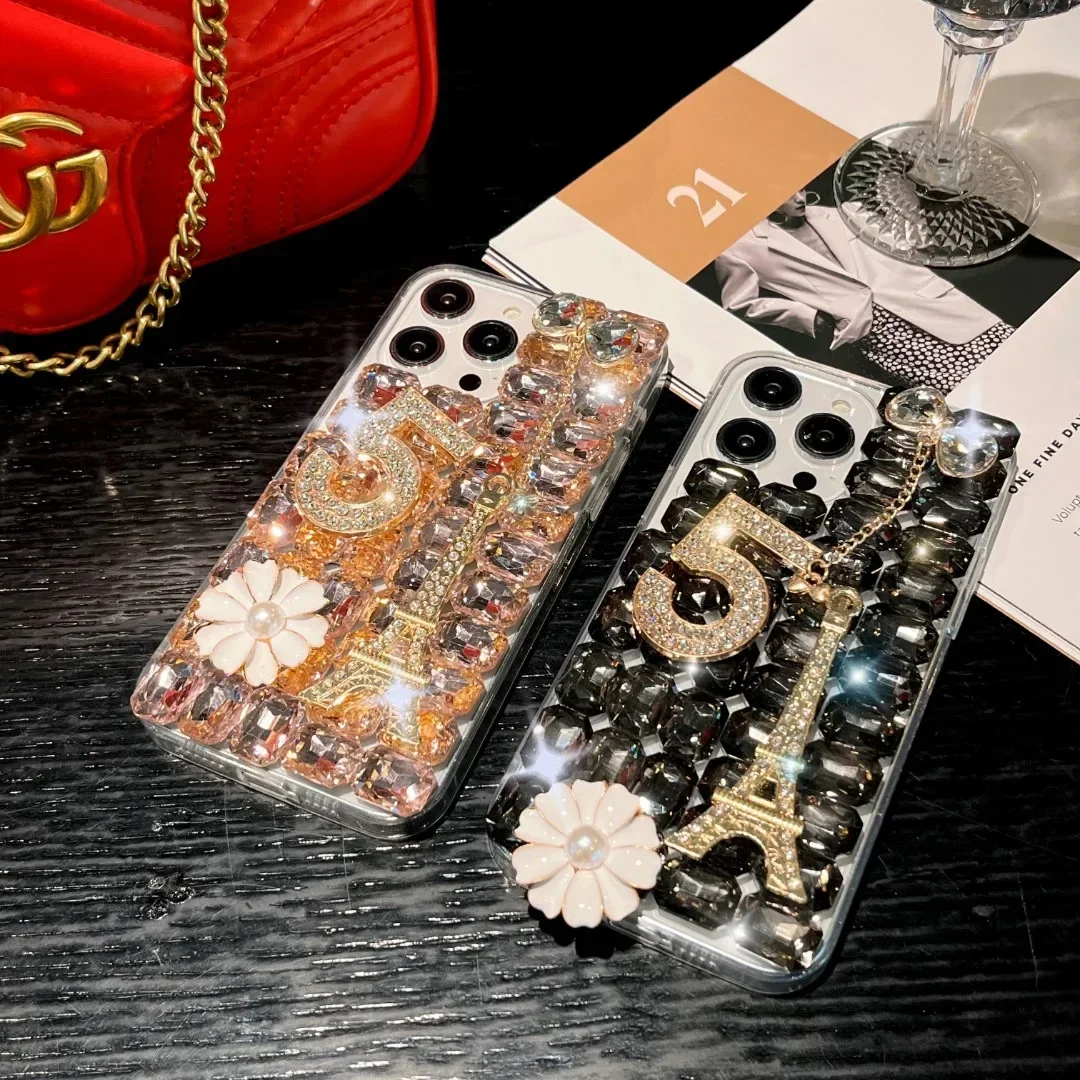 

Exclusive Handmade Jewelled Diamond Inlaid Rhinestone Tower Phone Case for Huawei P50 P60 Pro Mate 50 60 For Honor 80 90 100 Pro