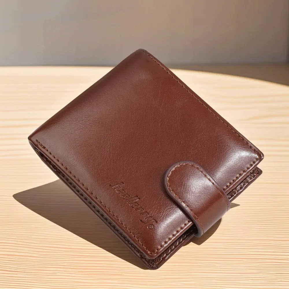 

Buckle 2 Fold Wallets PU Leather Urban Recreational Style Men's Short Wallet ID Badge Holder Solid Color Male Leather Purse