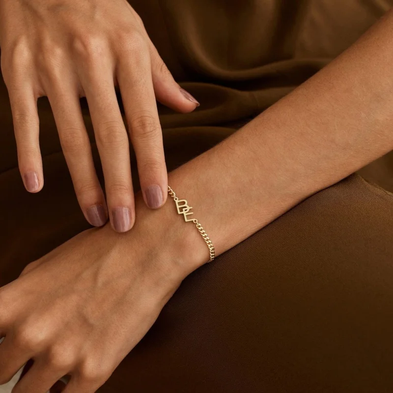 Custom Initial Letter Bracelet for Women,304L Stainless Steel Cuban Chain Personalized Name Bracelet Customized Jewelry Gift