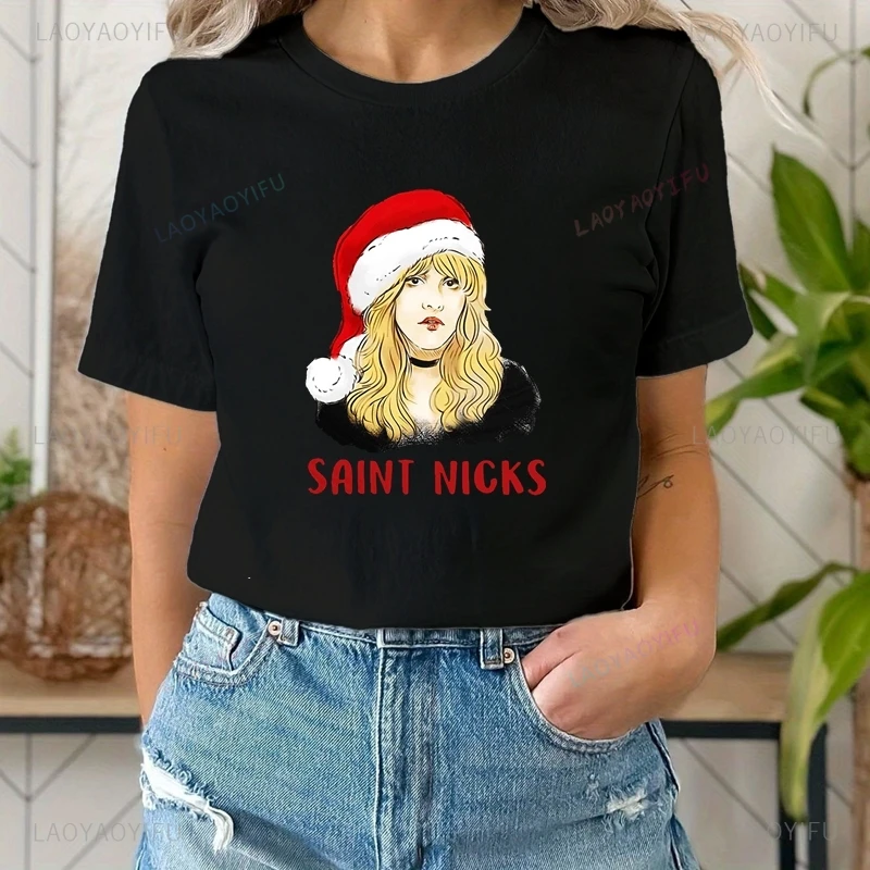 Stevie Nicks Classic Poster Print Shirt, Women's Everyday Casual Streetwear, Spring/summer 0 Neckline Top Fashion Cotton T-shirt