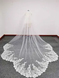 Customized Real Photos Scalloped Edge Bling Sequins Lace Long 2T Wedding Veil with Comb 3m/3.5m/4m/5m 2 Layers Bridal Veil
