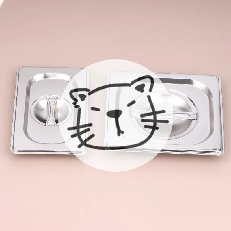 Popular Stainless Steel 1/9 1/6 1/4 1/3 1/2 1/1 Food Pan Lid Steam Table Pan Covers Notched Lids With Handle Lock Heat