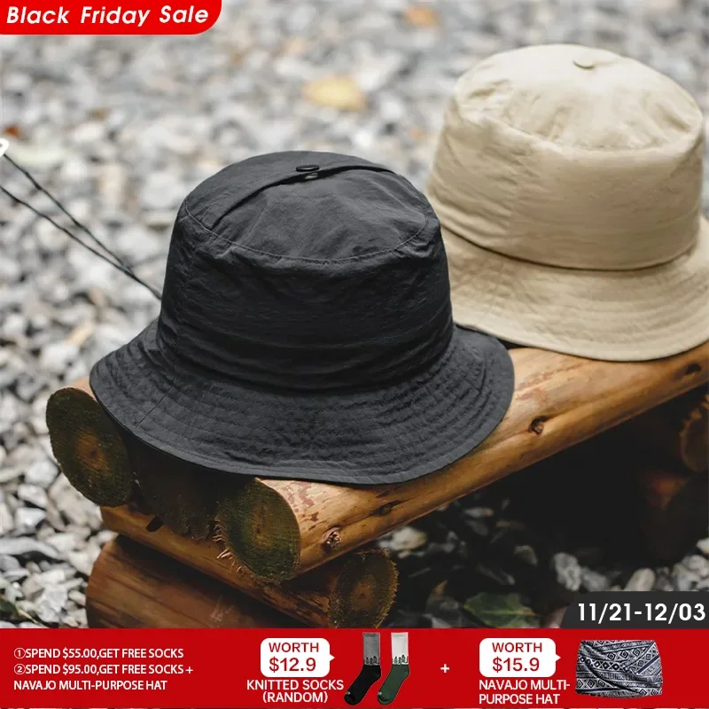 Maden Outdoor Dual-use Bucket Hat  for Men Summer Travel Portable Beach Sun Cap Getaway Lightweight Big Size Fisherman's Hat