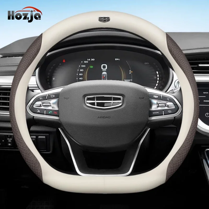 

for Geely GX3 Pro Okavango Plus 2022 2023 2024 Car Steering Wheel Cover Breathable Anti Slip 11colors Leather Auto Accessories