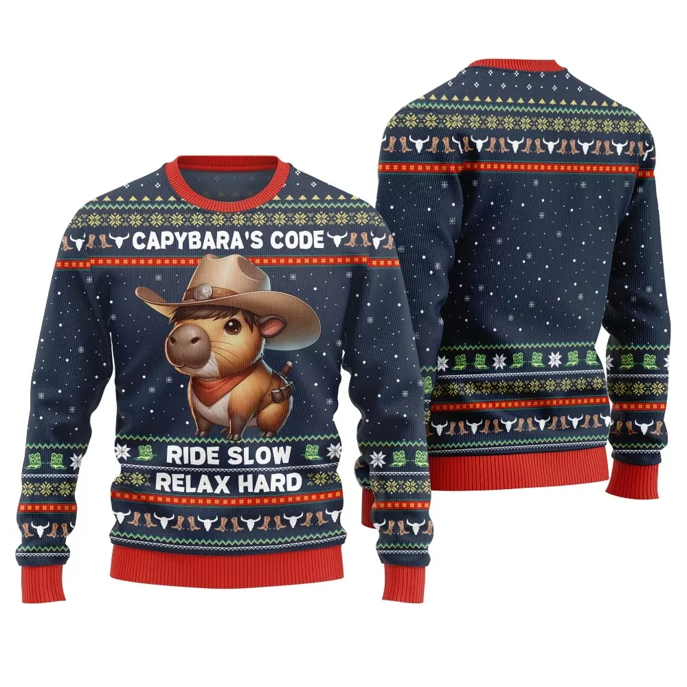 

2026 Animals Graphic Christmas Anime Cartoon 2025 New Fashion Xmas Gift Capybara Printed Sweatshirts Xmas Jumper Sweater Tops