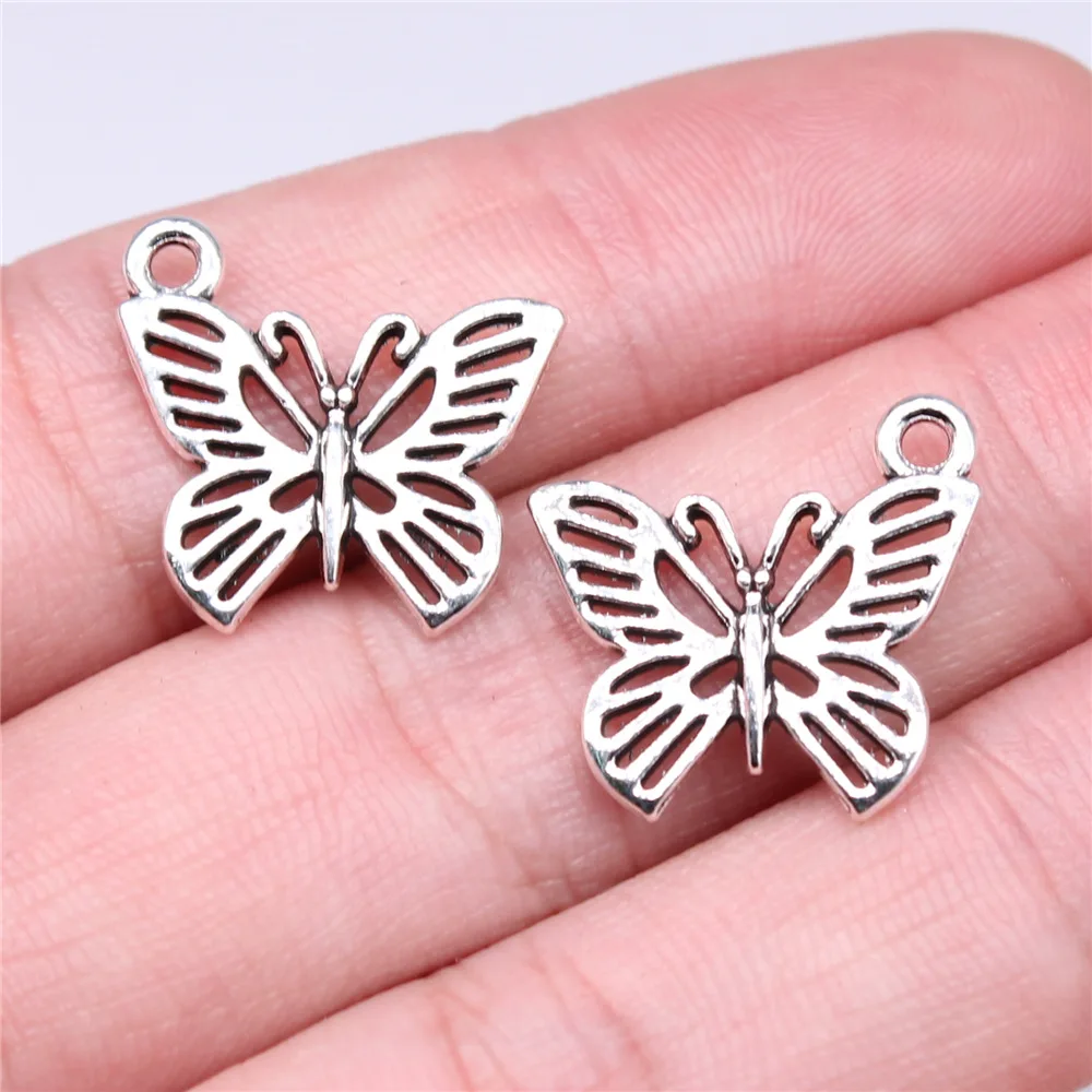 20pcs Charms Butterfly Antique Silver Color Pendants DIY Crafts Making Findings Handmade Tibetan Jewelry
