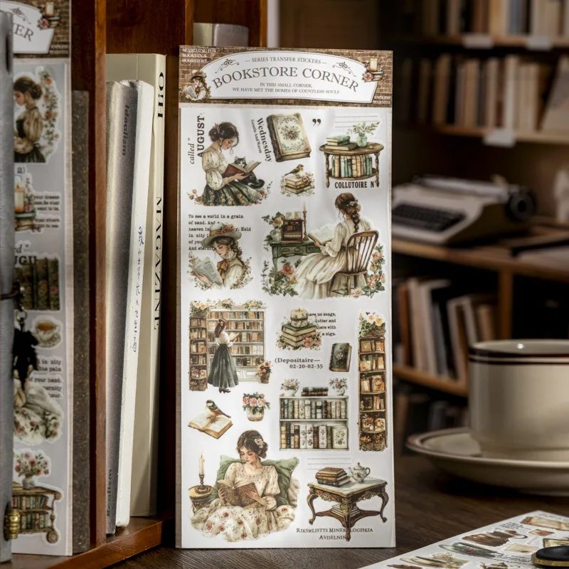 

Набор переводных наклеек «Уголок книжного магазина» (1 упаковка), серия «Книжный магазин», винтажный стиль, для дневников, скрапбукинга, коллажей