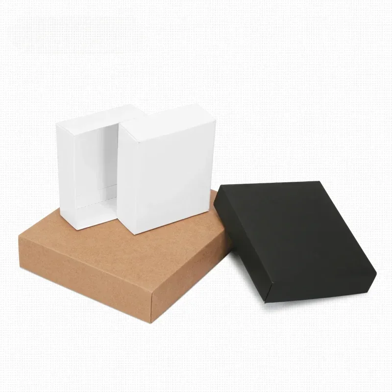 10pcs Kraft White Gift Packaging Box Kraft Blank Carton Paper Gift Paper Box With Lid Gift Carton Cardboard Box