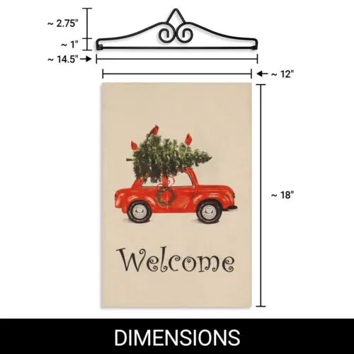 Hanger 14IN & Garden Flag Xmas Tree on Car 12x18IN Printed DS Blockout Fabric