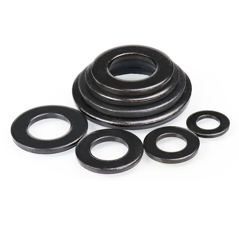 1/2/5/10/ 20/ 50/ 100pcs M2 M2.5 M3 M4 M5 M6 M8 M10 M12 M14 M16-M45 DIN125 Grade 8.8 Black Carbon Steel Flat Washer Plain Gasket