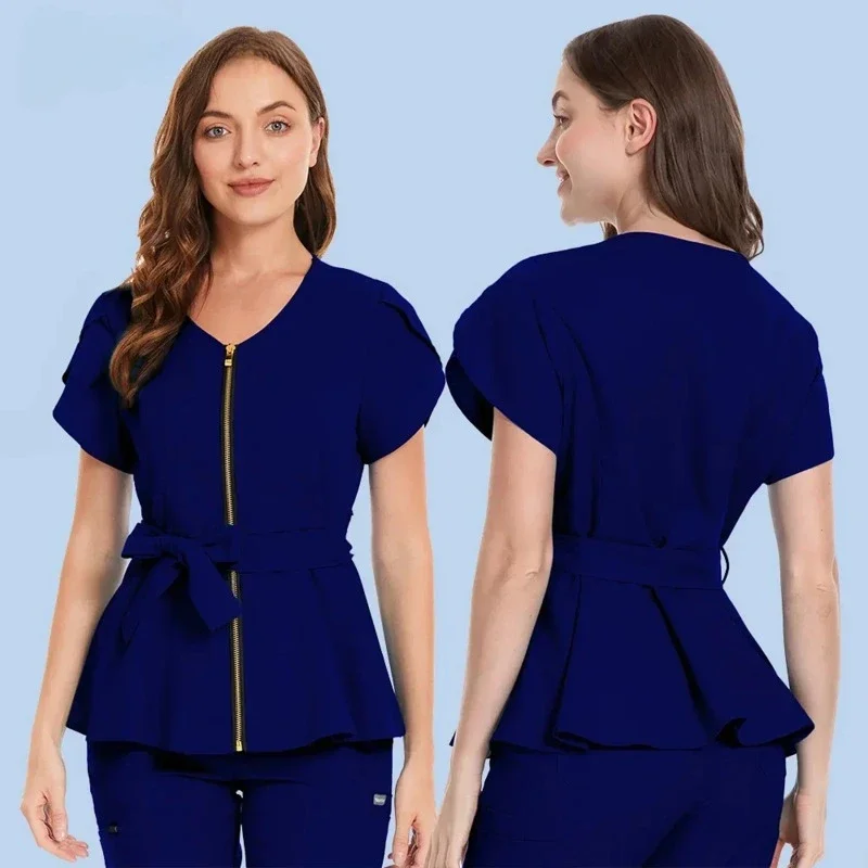 

Clinic Scrub Tops for Women Korean Style Operating Room Scrubs Shirt Medical Uniform Short Sleeve Nursing Accessories Nurse Top