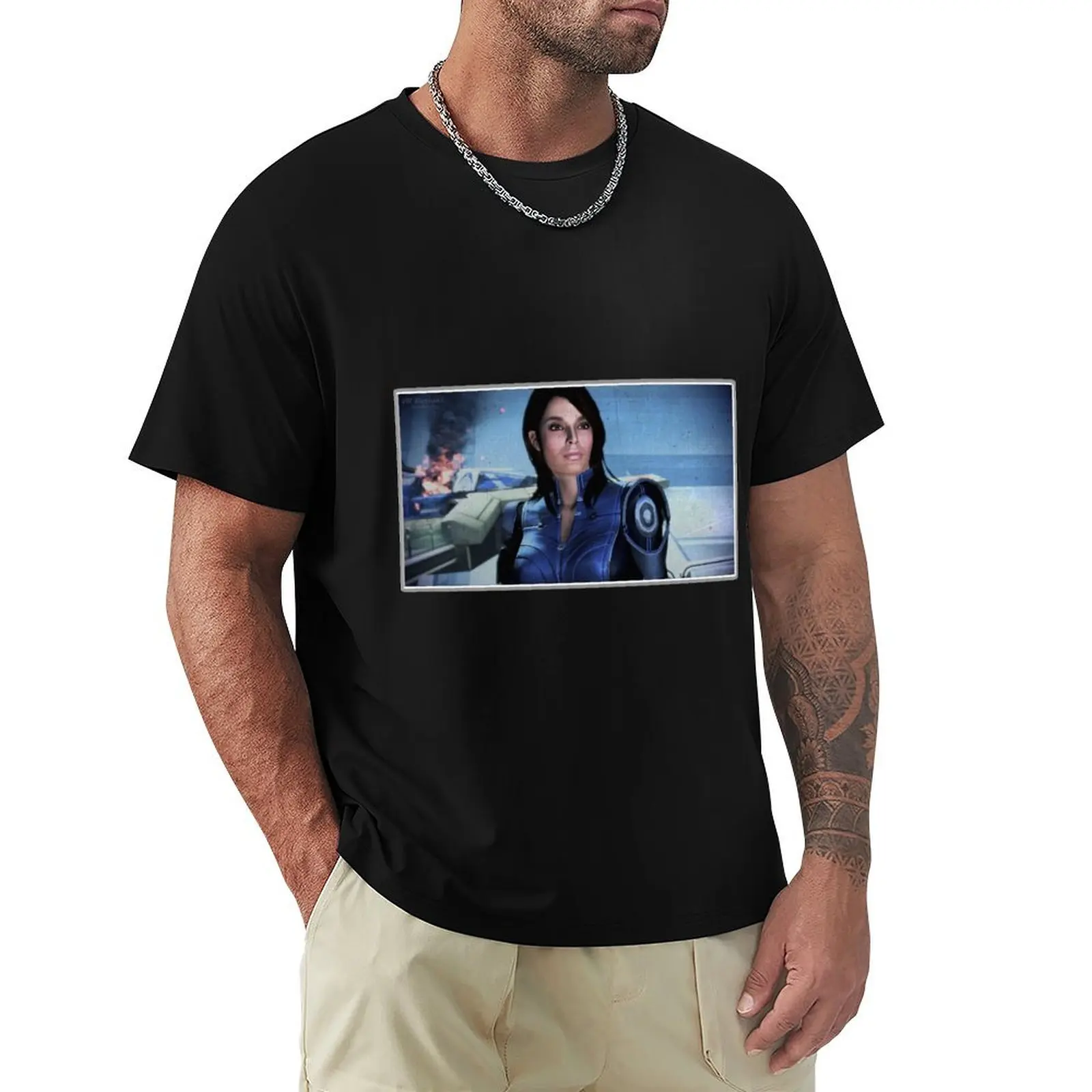 Mass Effect: Ashley Williams Digital Metal Painting T-Shirt Work Utility Casual Tee Shirt